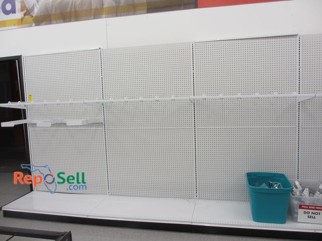 Lot 31-3057 - Peg Board Shelving Unit w/Brackets - No Contents. 242"L x 85 x 26" W. Buyer Must Remove.