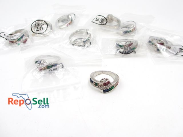 Lot 31-6018 - (10) New Ladies Multi Color Rings Sizes 6 &amp; 7
