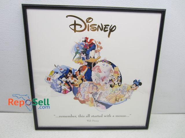 Lot 31-6391 - Walt Disney Framed Beginnings 1993 Poster 23" sq