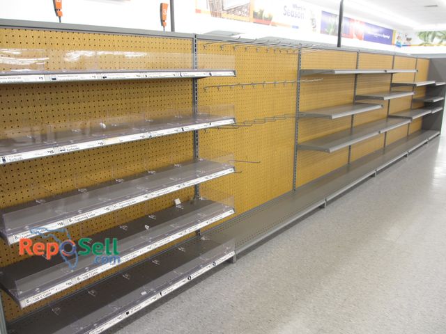 Lot 31-3068 - (1) Double Sided Peg Board 281"L x 54"H x 12"D &amp; (1) Row Peg Board 98"L - Both w/Shelves. Buyer ...