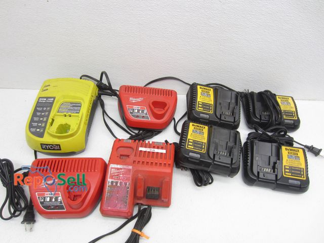 Lot 31-7460 - (8) Tool Battery Chargers: (4) DeWalt, (3) Milwaukee And (1) Ryobi