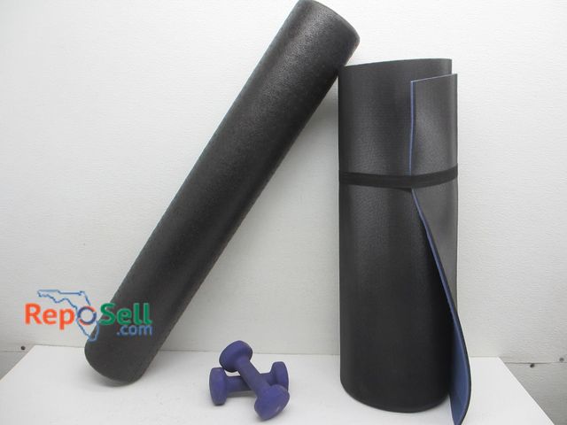 Lot 31-3082 - Exercise Lot: Foam Roller, Mat, (2) 5 lb Hand Weights