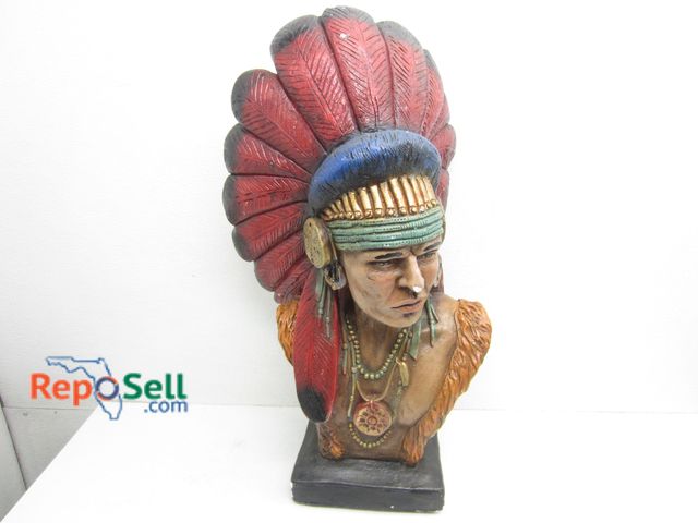 Lot 31-5315 - Ceramic Indian Head Sculpture, 28.5" Tall - Missing Corner of Headdress