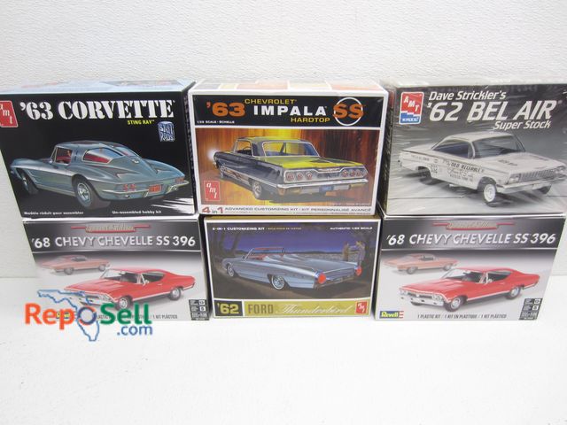 Lot 31-9446 - (6) Model Car Kits, (2) Sealed, All Appear Complete: '68 Chevelle, '62 Bel Air, '63 Impala etc