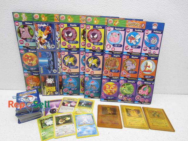 Lot 31-6299 - Box of Vintage Pokémon Cards: Pikachu, Magneton, (5) Sheets of Master Trainer Cards - Uncut