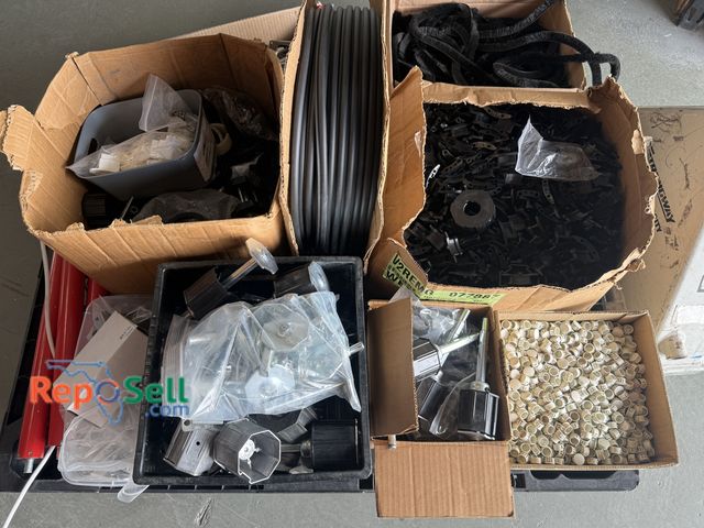 Lot 31-5403 - Pallet of Hardware for Rolling Hurricane Screens: Electric Motors, Weather Stripping, etc