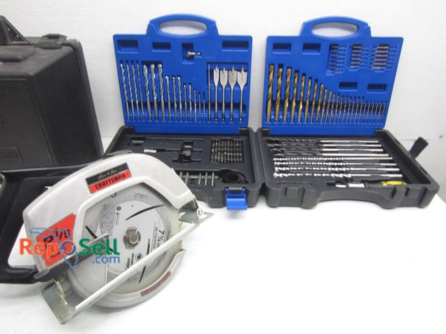 Lot 31-9473 - Craftsman Circular Saw And Drill Bit Set, Both With Case - Power On
