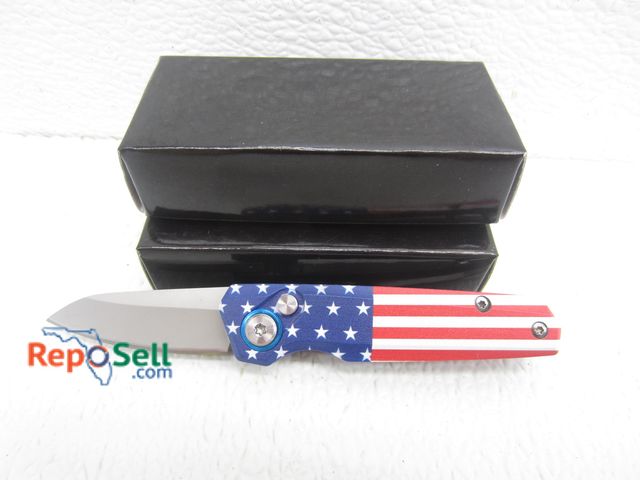 Lot 31-7390 - (2) American Flag Auto Pocket Knives With Clip, 2" Blade
