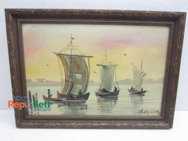 Lot 31-1242 - Framed Painting By A. Gottlober 20.5"x14.5" - Appears Original Oil Painting