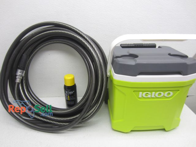 Lot 31-1474 - Small Rolling Cooler and Garden Hose