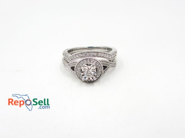 Lot 31-9001 - 10K White Gold Diamond Engagement/Wedding Ring Set Size 6.75 - 5.5g total