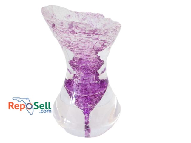 Lot 31-1114 - Purple/Clear Plexiglass Sculpture Signed by Maya And Terry Balle, 17"x9" , No COA