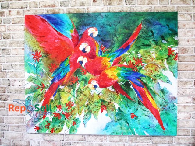 Lot 31-1135 - Original Oil Painting "Parrots" By Phillip Skoczen 60"x48"