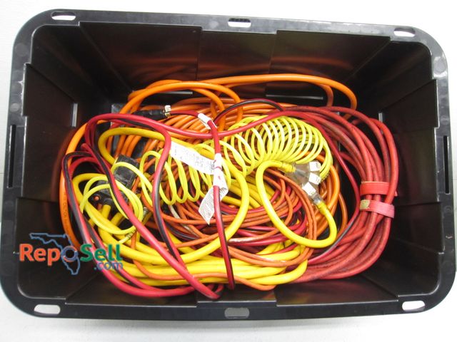 Lot 31-9387 - Assortment of Power Cords &amp; Air Hoses - Tote not incl