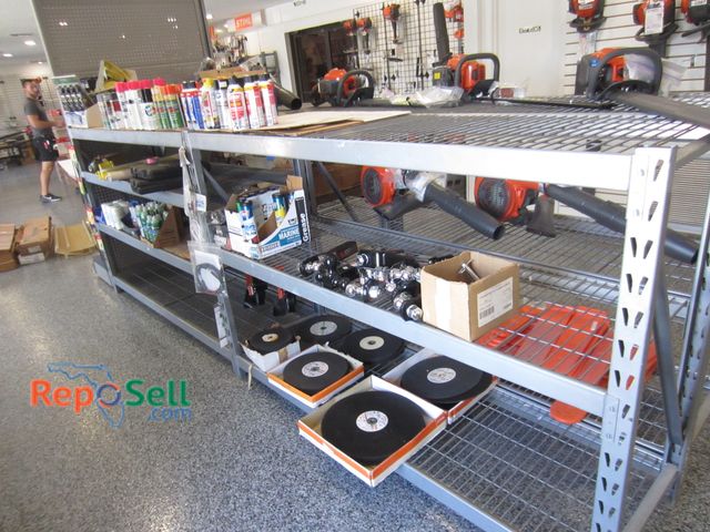 Lot 31-1204 - Steel pallet rack only, seven shelves, NO contents - approx. 12 ft x 24" x52"