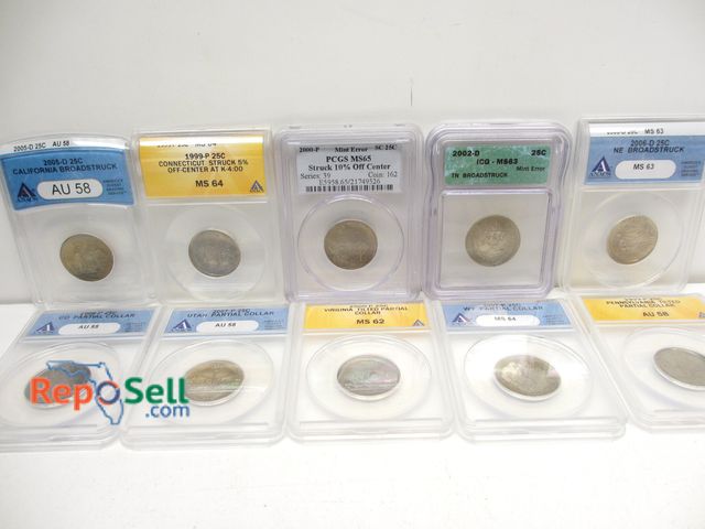 Lot 31-3010 - (10) Slabbed/Graded State Quarter Errors
