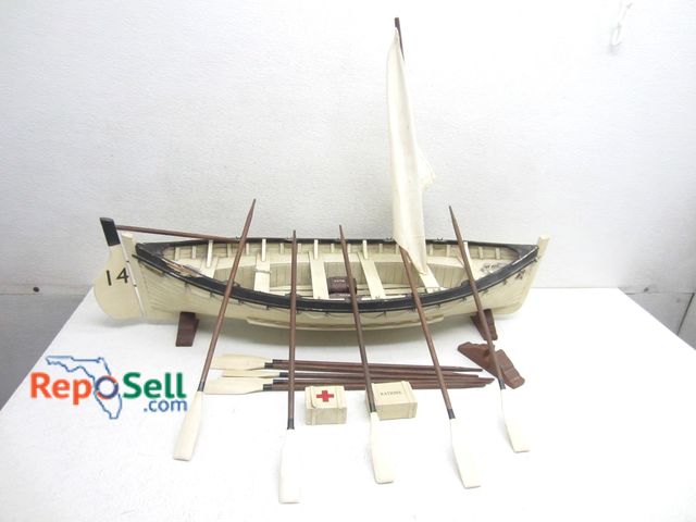 Lot 31-9363 - Wooden Lifeboat Liverpool With Oars And Stands 33.5" L