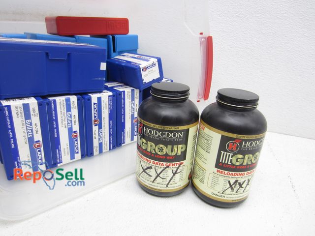 Lot 31-3377 - Titegroup Pistol Powder (2lbs 6.4oz Total weight)  And Empty Ammo Boxes
