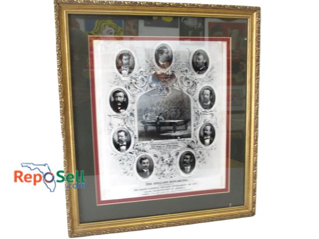 Lot 31-1060 - 1874 Billiard Monarchs Framed Print; Championship of America; 18"x20"