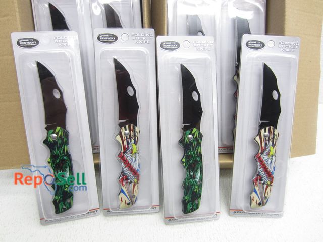 Lot 31-4101 - (24) New 6" Folding Knives with Cool Graphics