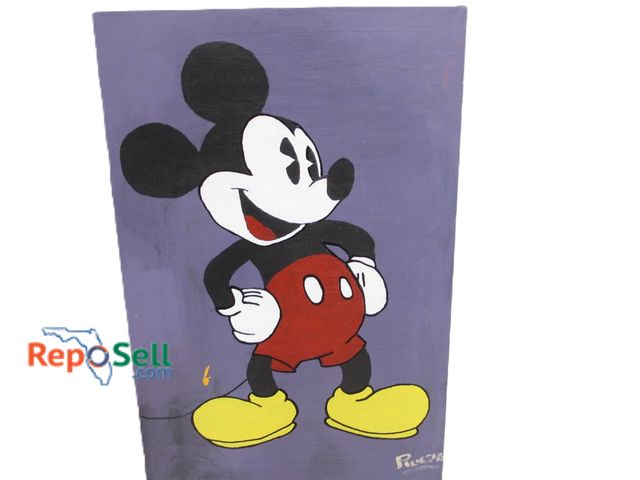 Lot 31-1216 - Vintage Original Mickey Mouse Oil Painting on Canvas; Signed; 24" x 36"