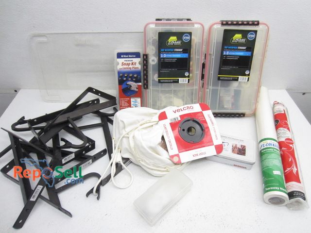 Lot 31-9383 - Assorted Sewing Supplies and Shelf Brackets