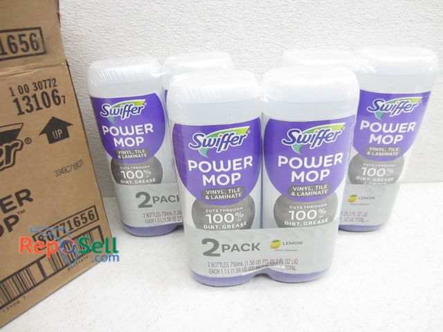 Lot 31-9110 - (6) new Swiffer Power Mop lemon-scented bottles - Fits only power mop