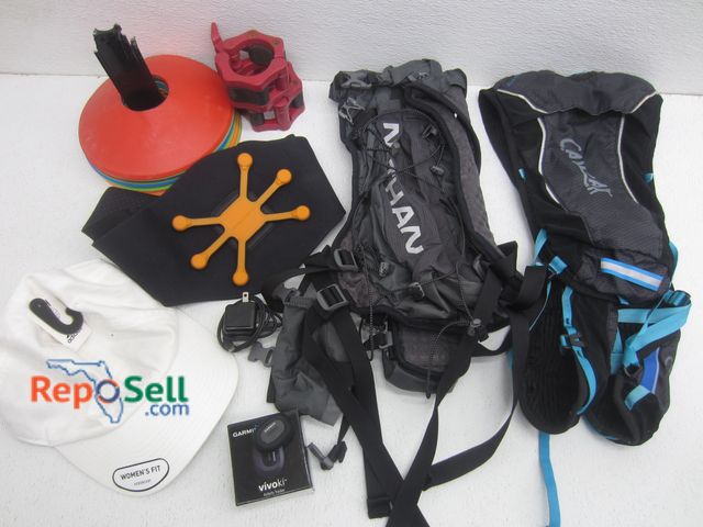Lot 31-8323 - Sporting Goods Lot: (2) Running Vests, Back Massager w/Charger (Powers On), New Adidas Hat, Garmin V...