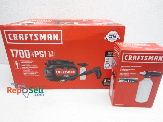 Lot 31-7206 - Craftsman 1700psi 1.2GPM Electric Cold Water Pressure Washer #CMEPW1700 &amp; (1) High Pressure Soap...