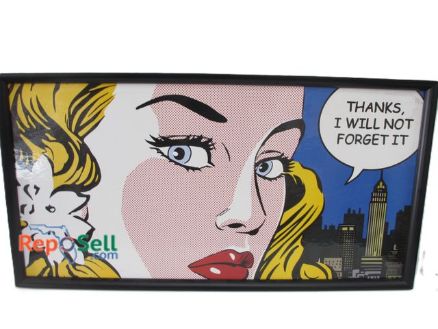 Lot 31-1084 - Roy Lichtenstein Homage Print by Sheila B; Popart; 41" x 21.5" Framed
