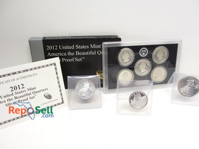 Lot 31-4006 - Silver Coin Lot: 2012 US Mint Quarter Set with COA, (2) 1/2 oz. .999 and (1) 1/4 oz. .999
