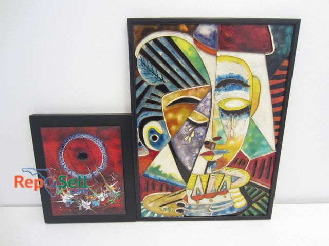 Lot 31-9071 - Framed Abstract Paintings By S. Meire And Unsigned Artist Abstract Style; Wired Backs For Hanging; M...