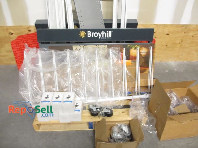 Lot 31-3077 - Misc. Store Supplies: (2) Broyhill Signs, (7) LED Track Lights, Casters, etc.