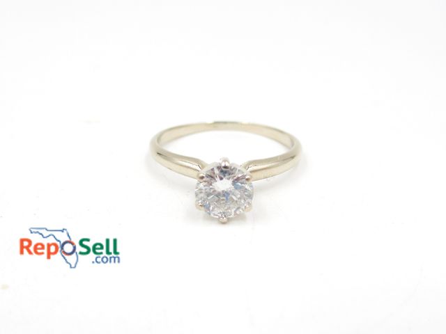 Lot 31-1000 - 14K White Gold Diamond Engagement Ring Size 7.75 with Box and Paperwork - .87 ct Round Brilliant Dia...