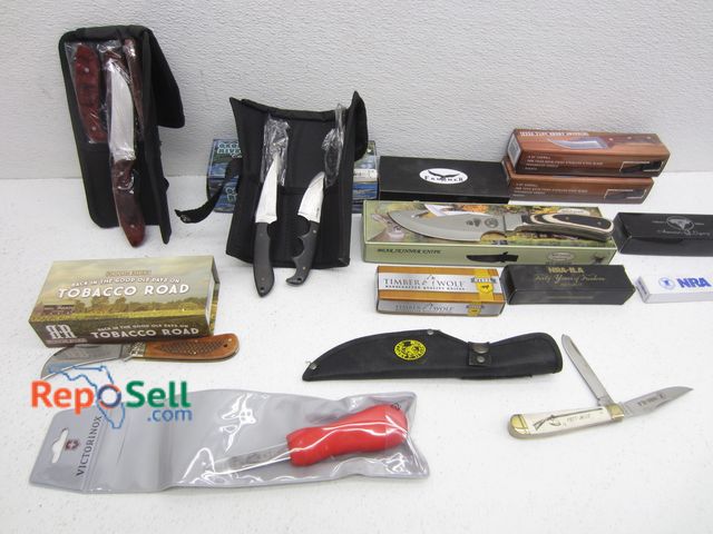 Lot 31-3191 - (20) New Knives: Tobacco Road, NRA, Whitetail, etc.