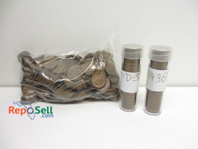 Lot 31-9022 - (2) Rolls P,D,S 1930's Wheat Cents and (500) Mixed Wheat Cents