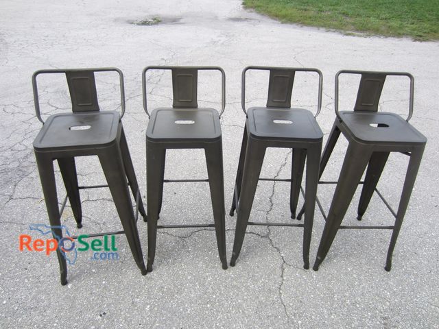 Lot 31-4561 - (4) Hi Top Metal (dark green) Chairs - Seat 29"H