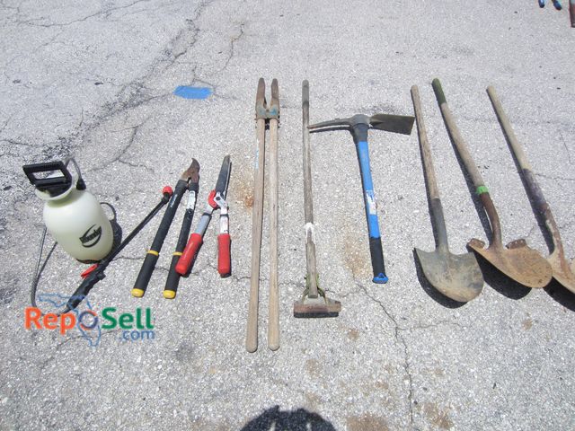 Lot 31-2429 - Outdoor Tool Lot: (3) Shovels, Clippers, Post-Hole Digger, etc. - BRING TOTE