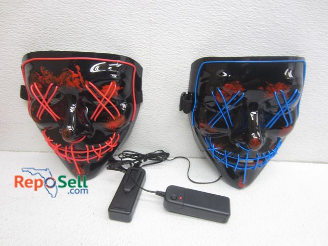 Lot 31-5488 - (100) El Wire Halloween Masks - Tested (2) - Both Powered On