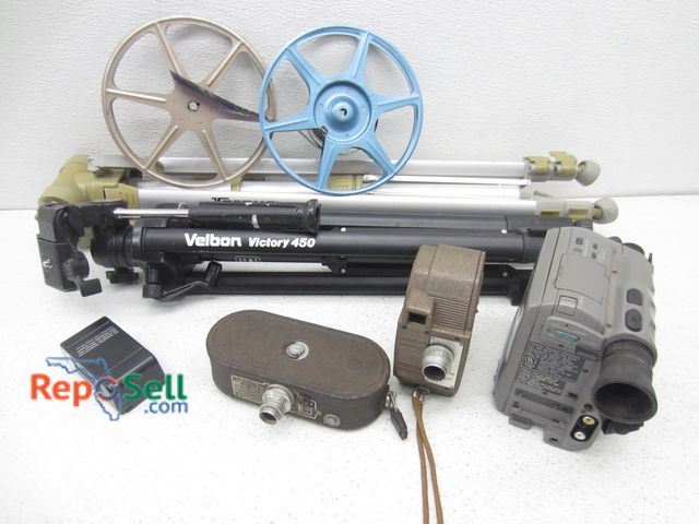 Lot 31-9160 - Cameras And Acces, Some Vintage: (2) tripods, Keystone, Revere, Reels etc