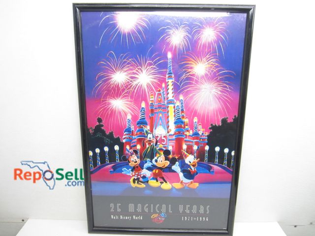 Lot 31-1338 - Large framed Disney World poster, 1971-1996 26"x38"