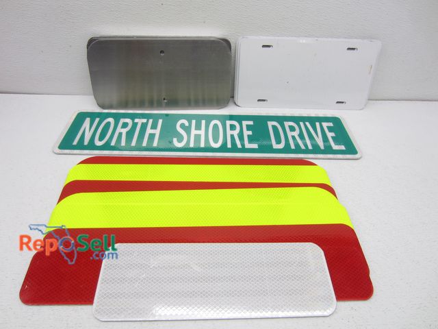Lot 31-6478 - North Shore Drive double sided street sign, 6"x24", (11) thick aluminum sign blanks - 6"x12", (13) a...