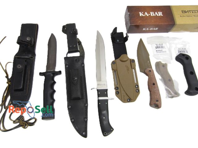 Lot 31-5152 - (3) Knives w/Sheathes and Extra Handle: K Bar w/Box, Black Bear, Explorer Wilderness