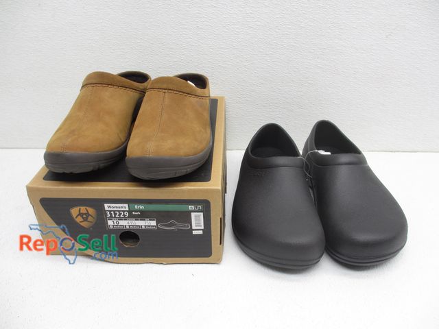 Lot 31-8100 - (2) New Pairs of Shoes: 1- Womens Ariat Erin Size 10, 1 - Croc Work Slip-Ons Size M9/W11