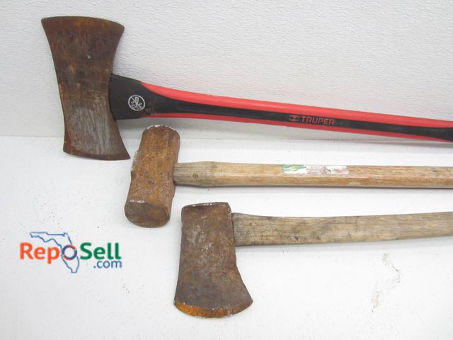 Lot 31-1128 - (3) Yard Tools: Craftsman axe, truper axe, one sledge