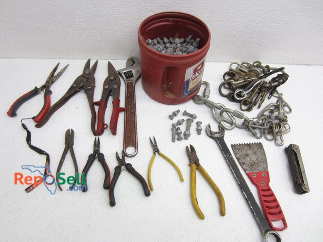 Lot 31-3339 - Tools And Hardware Lot: Nuts, Bolts, Pliers, Wrenches etc