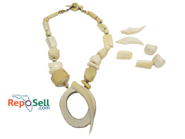 Lot 31-1543 - Vintage David Navarro Bone Necklace and (3) Pair Earrings - No COA