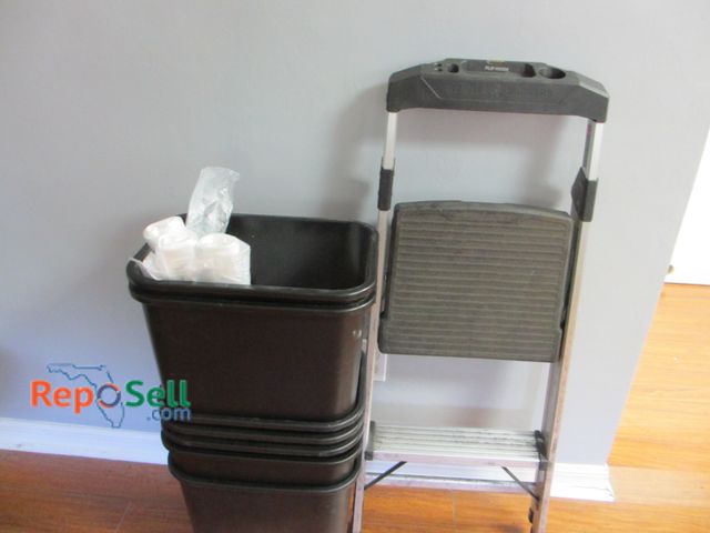 Lot 31-8172 - Gorilla Step Ladder, (7) Waste Cans &amp; Bags