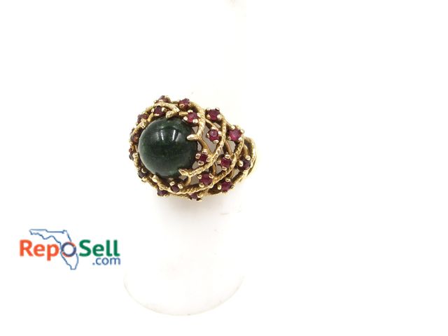 Lot 31-5005 - 14K Yellow Gold Emerald Ruby Ring Size 6 - 10.1g total