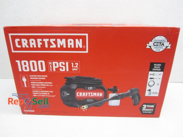 Lot 31-1441 - Craftsman 1800PSI/1.2GPM Electric Cold Water Pressure Washer #CMEPW1800 - Some Box Damage